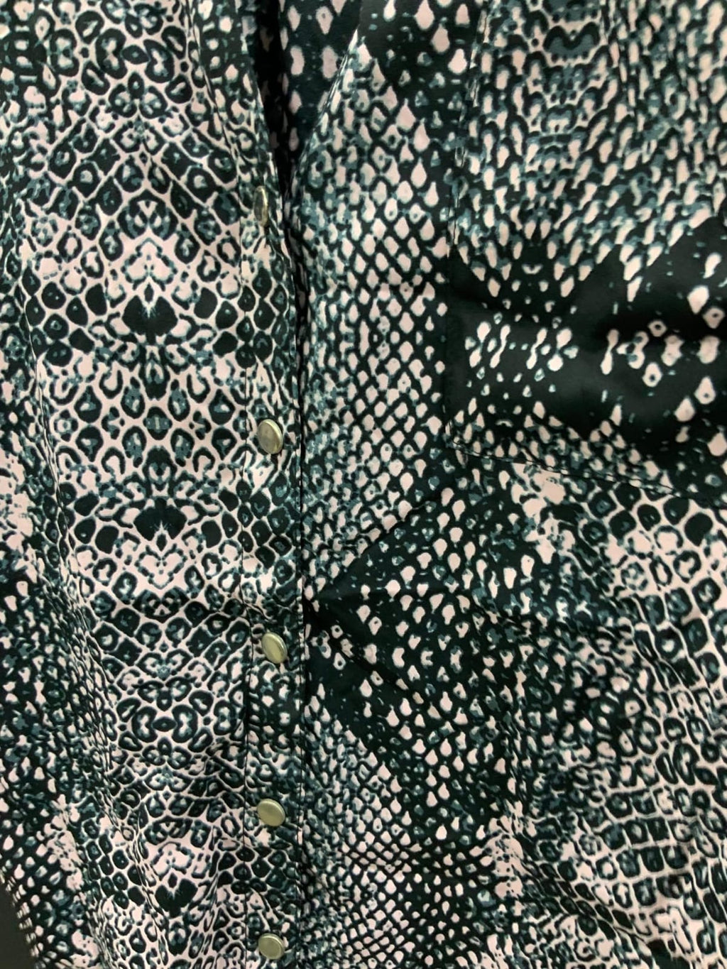 Women's Snake Print Beaded Collar 3/4 Sleeve Blouse