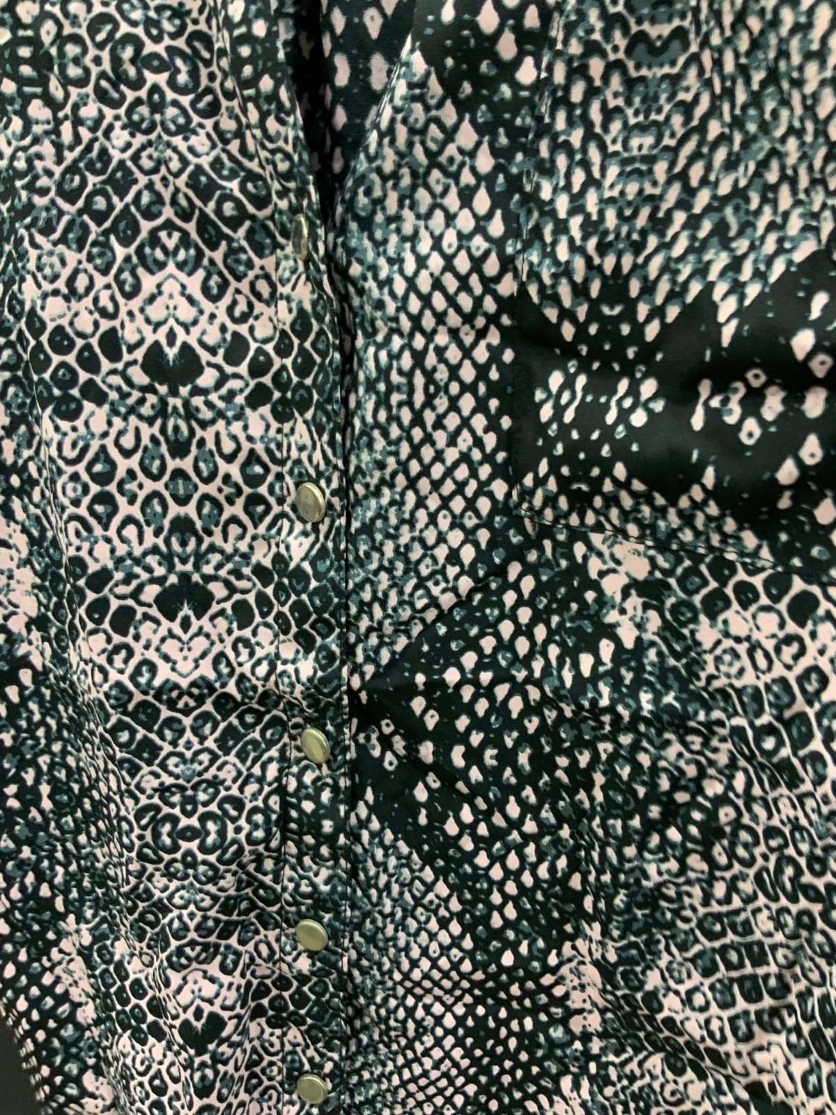 Women's Snake Print Beaded Collar 3/4 Sleeve Blouse