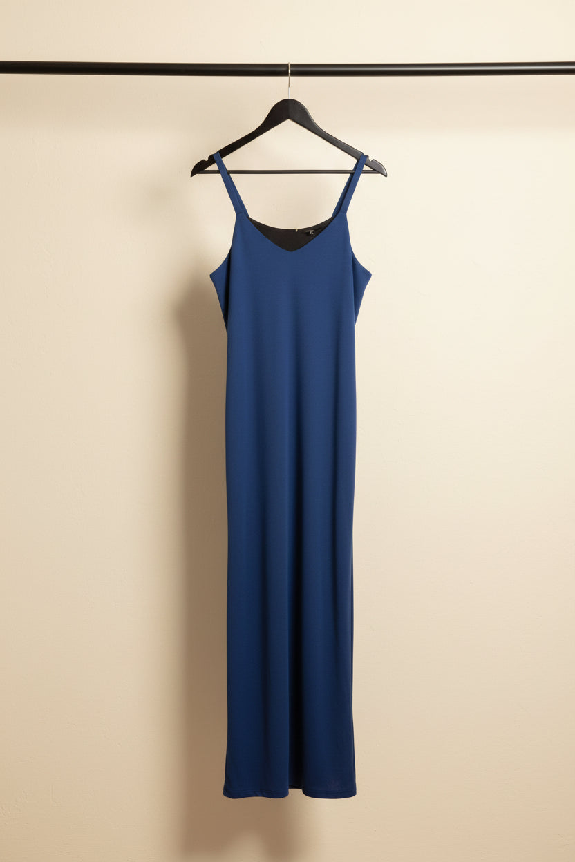 Navy Blue Sleeveless Maxi Slip Dress