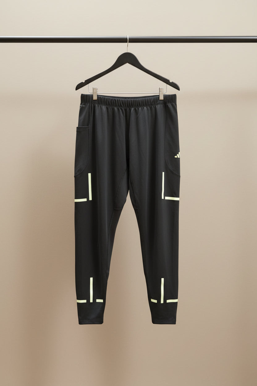 Adidas Men's Black XL Running Tights with Reflective Details