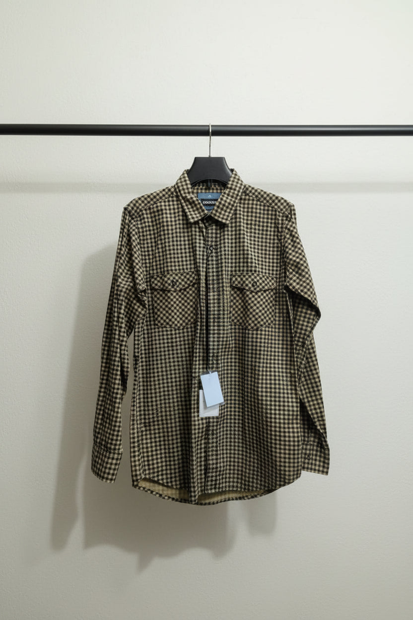 Men's MODONI Black & Beige Gingham Check Cotton Shirt