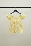 Women's Yellow & White Striped Off-Shoulder Peplum Top