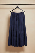 Women's Navy Blue Tiered Maxi Skirt