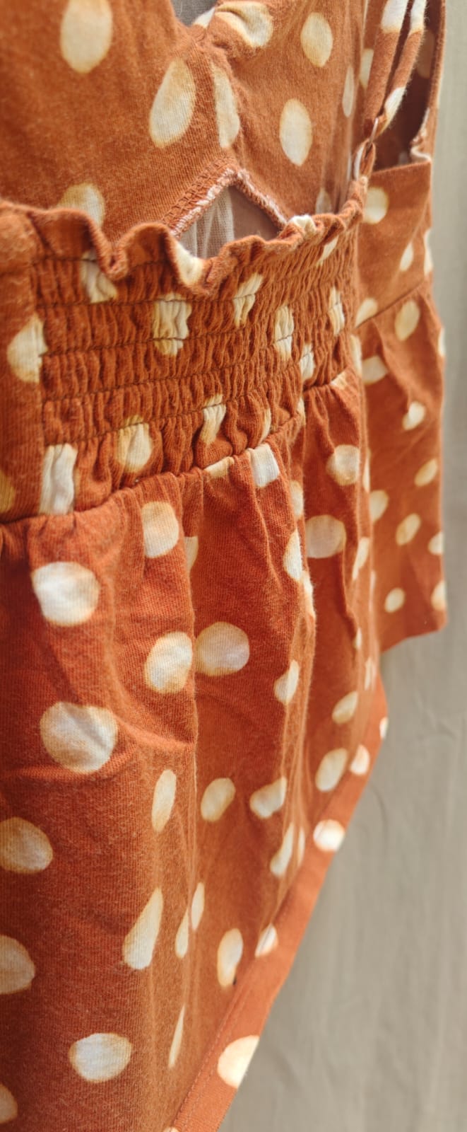 Forever 21 Women's Rust Polka Dot Tie-Front Crop Top
