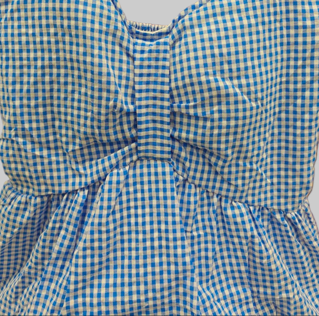 Blue and White Gingham Peplum Cami Top