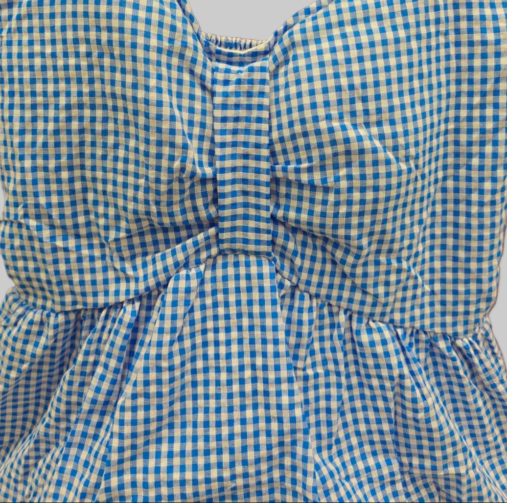Blue and White Gingham Peplum Cami Top