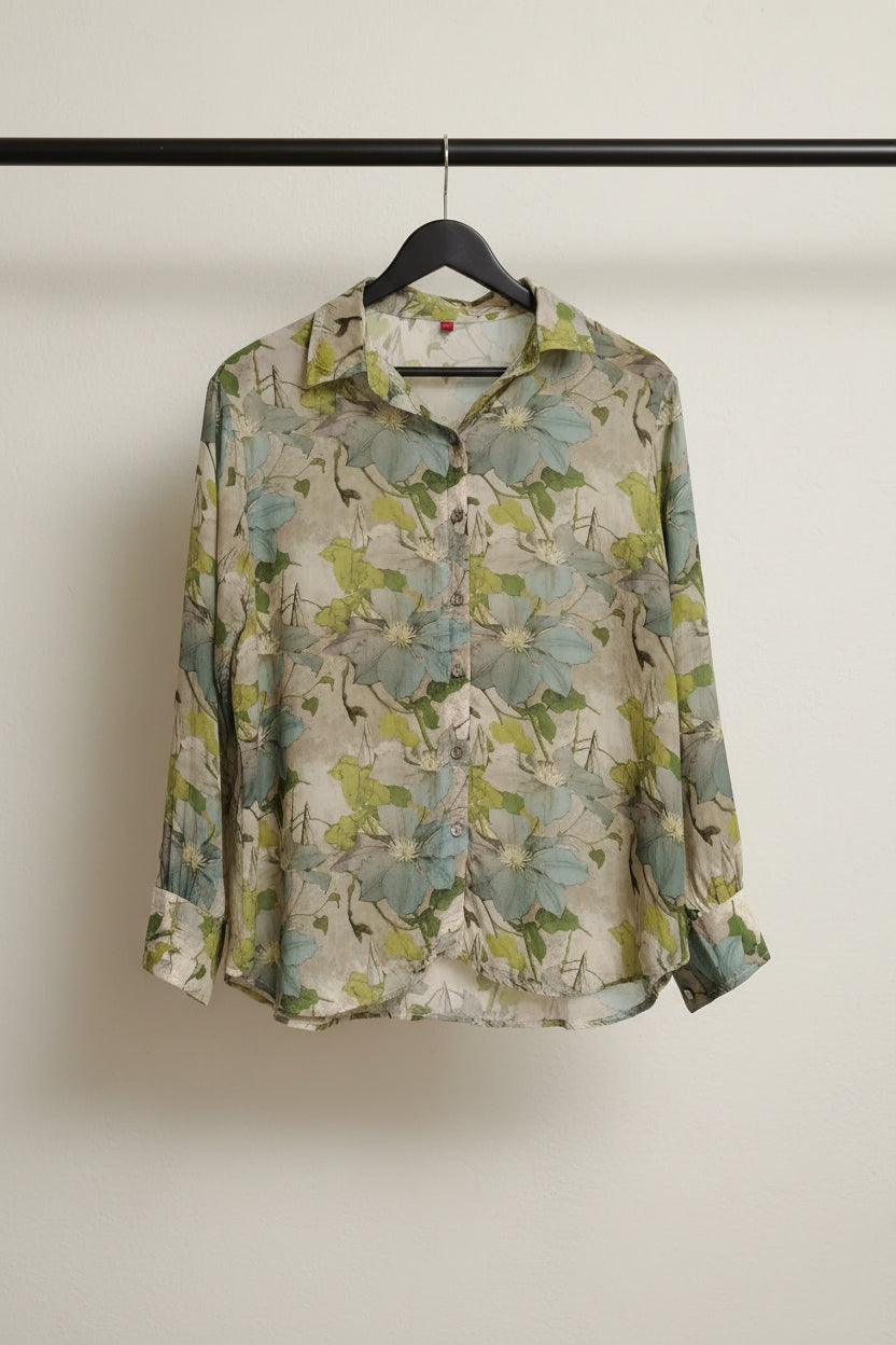 Women's Multicolor Floral Print Long Sleeve Button-Up Shirt