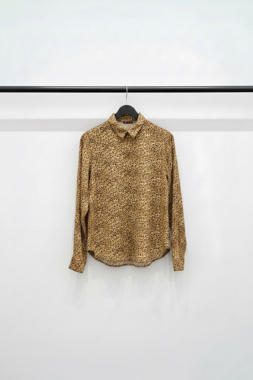 Leopard Print Long Sleeve Button-Up Shirt