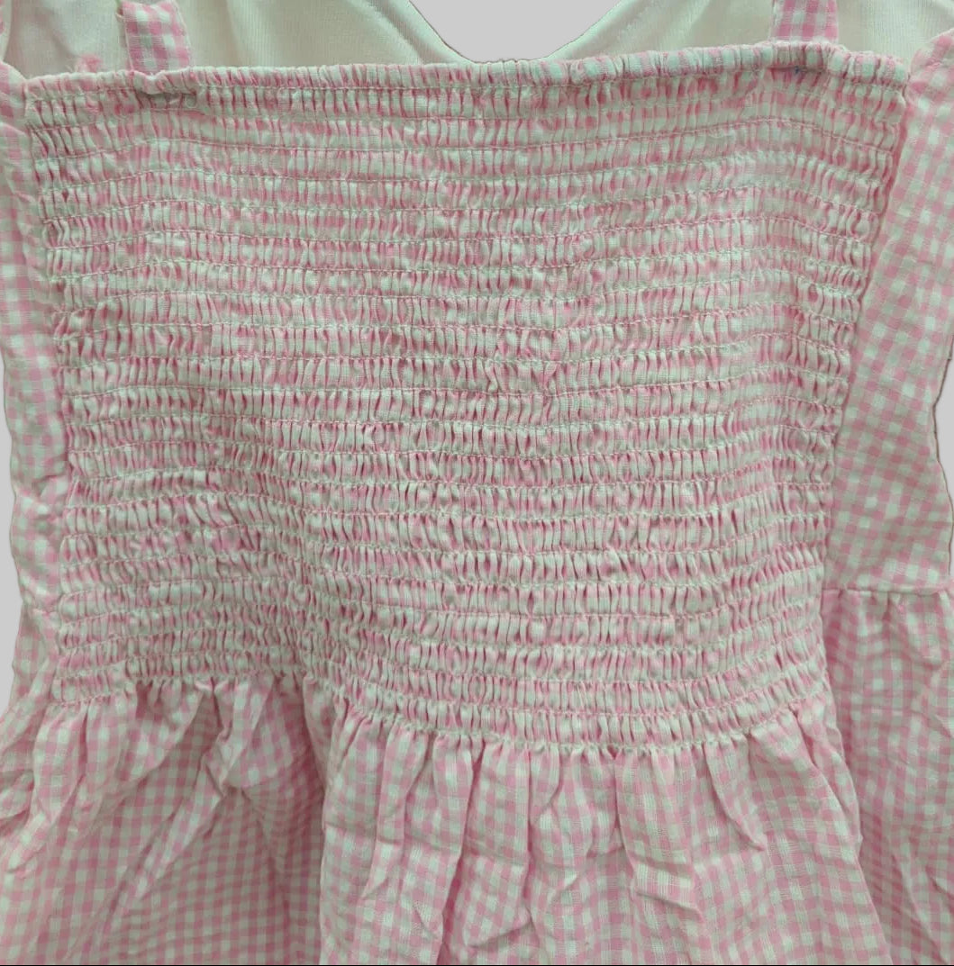 Pink Gingham Peplum Cami Top