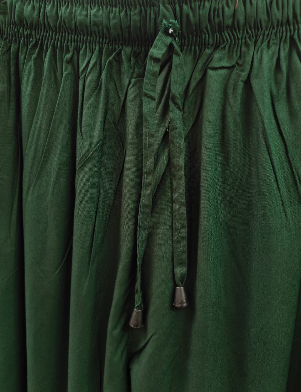 Women's Emerald Green Elastic Waist Wide Leg Palazzo Pants