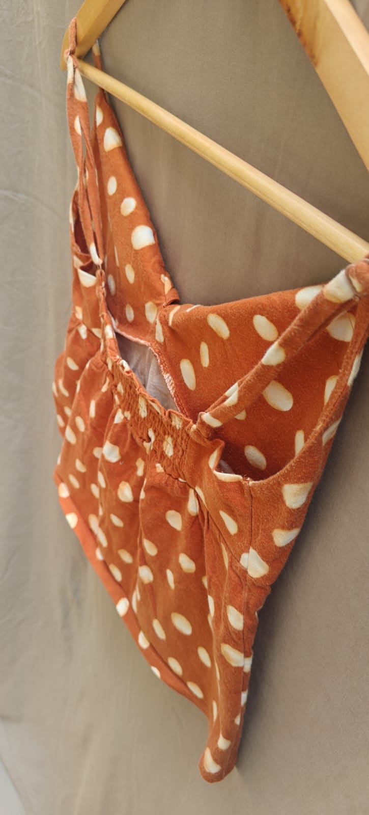 Forever 21 Women's Rust Polka Dot Tie-Front Crop Top