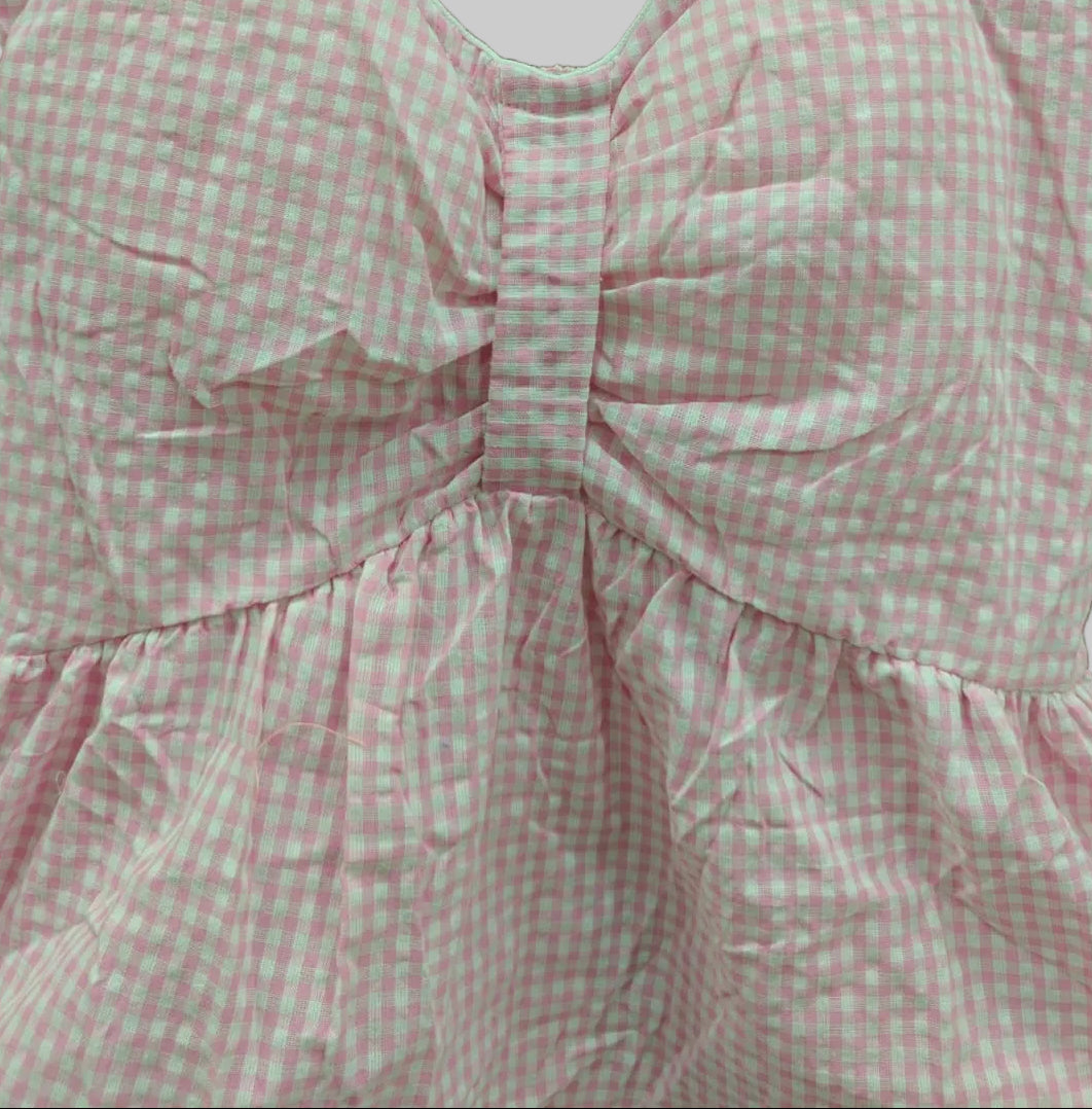 Pink Gingham Peplum Cami Top