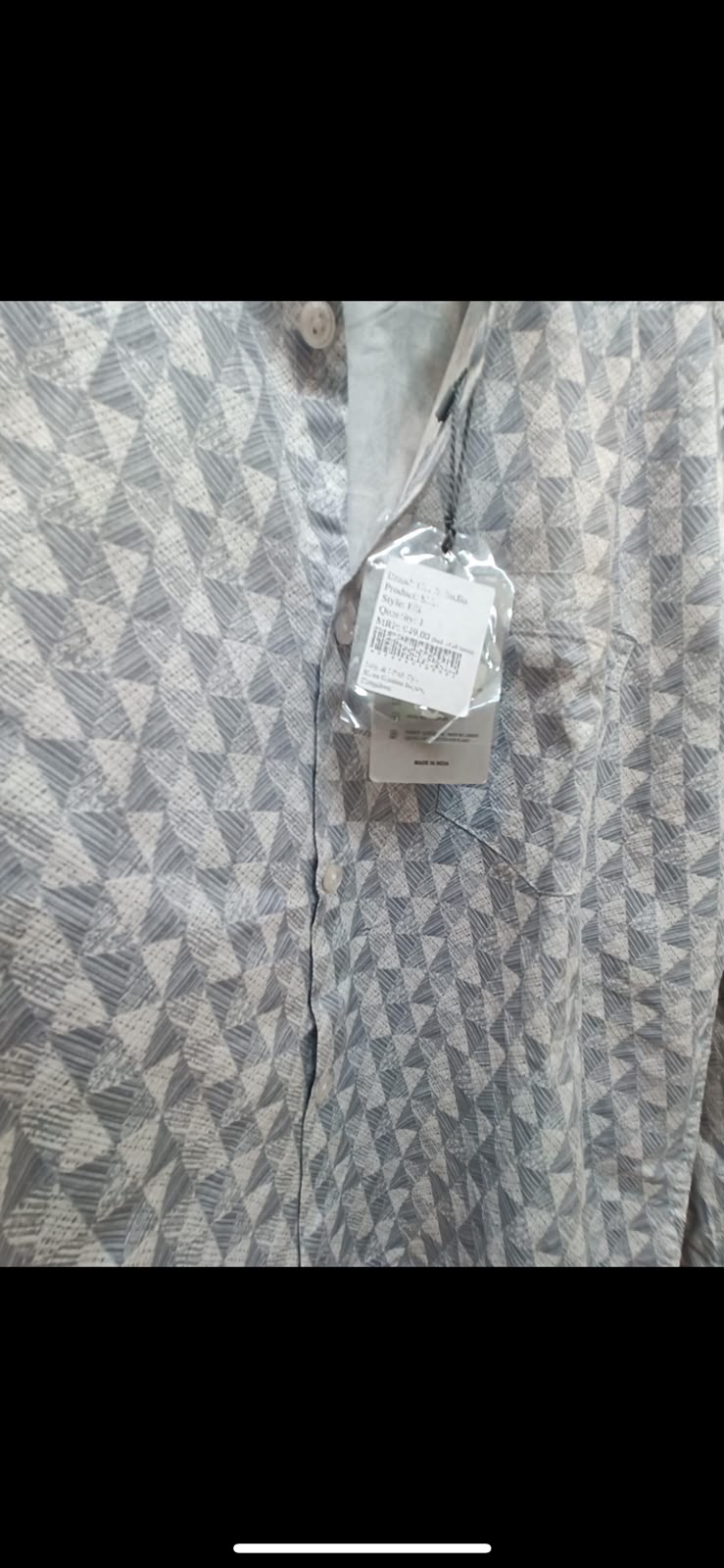 Men's Grey Geometric Print Long Sleeve Casual Shirt
