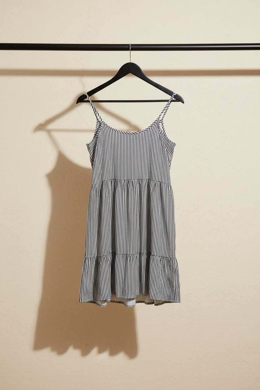 Women's Striped Button-Front Tiered Cami Dress