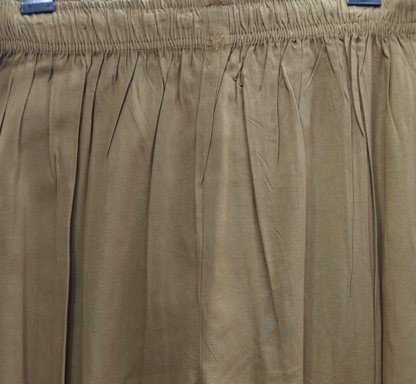 Women's Brown Elastic Waist Palazzo Pants with Lace Hem
