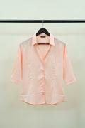 Western Adda Women's Peach Collared 3/4 Sleeve Shirt