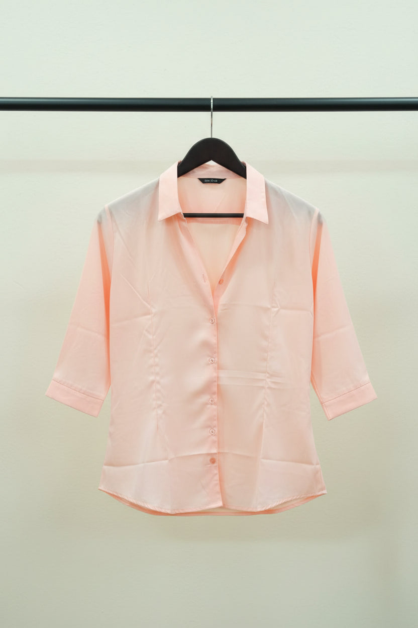 Western Adda Women's Peach Collared 3/4 Sleeve Shirt
