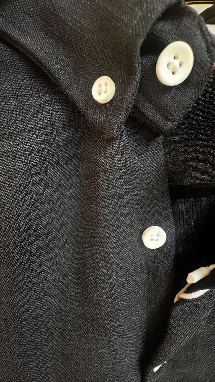 Men's Black Long Sleeve Button-Down Shirt by THE ROCK WAY