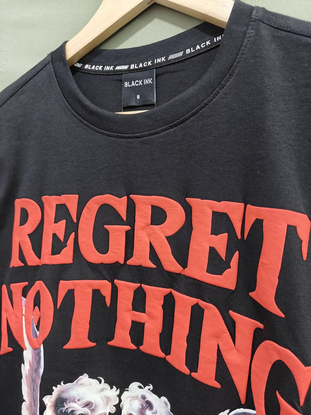 BLACK INK Men's Black Regret Nothing Graphic T-Shirt