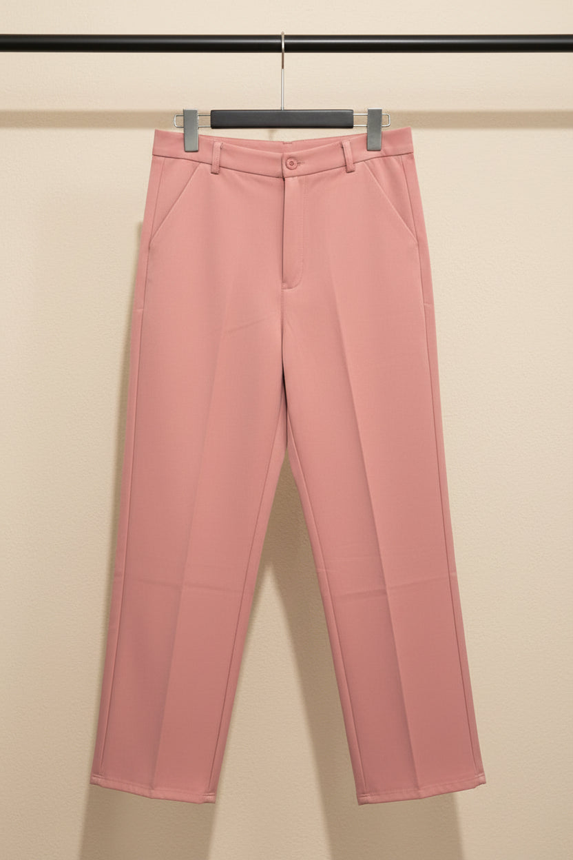 B-Queen Women's Pink Straight Fit Trousers
