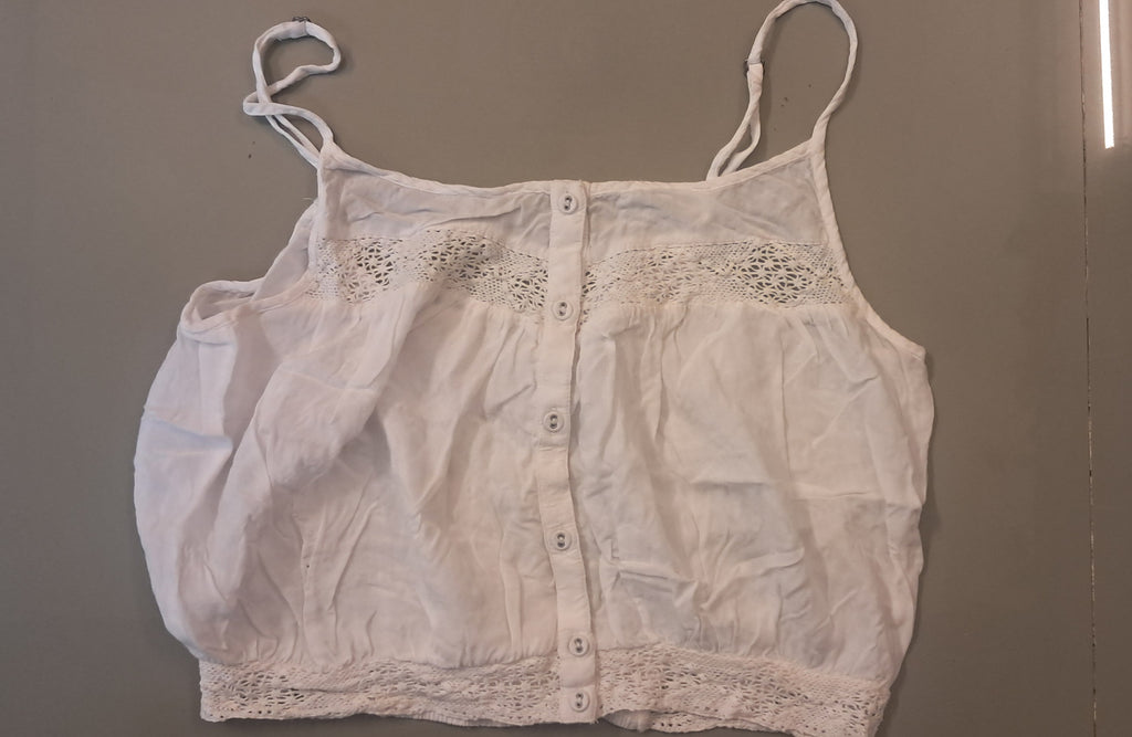WEGO AMUSE White Sleeveless Crop Top with Lace Detail