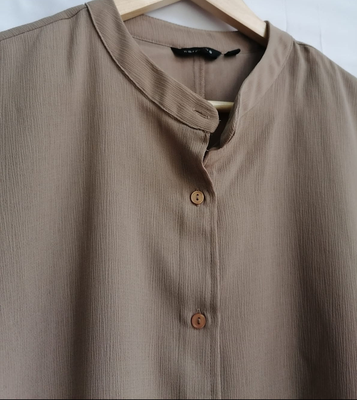 Wardrobe Women's Brown Collared Short Sleeve Relaxed Fit Top