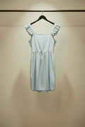 Light Blue Ruffled Strap Square Neck Mini Dress by CAT