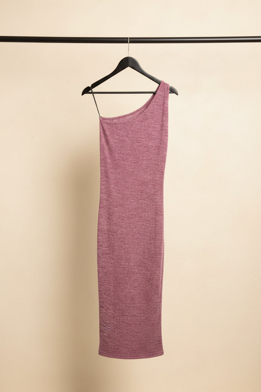 KAZO Women's Pink One-Shoulder Bodycon Midi Dress