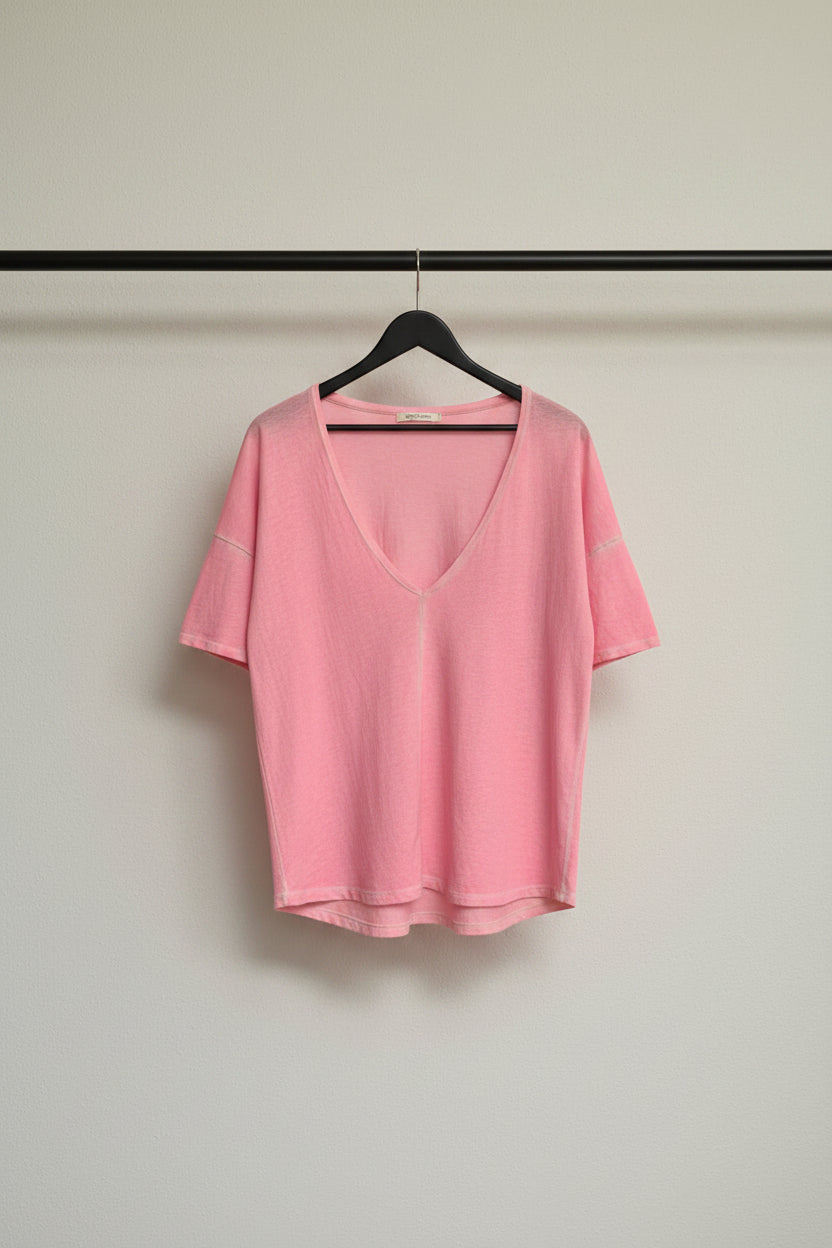 Women's Pink Oversized T-Shirt with Back Cutout