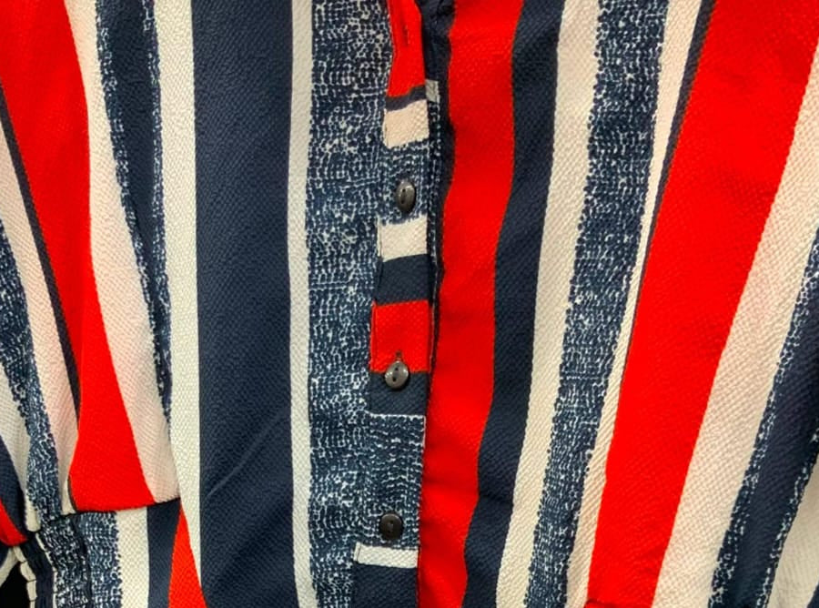 Women's Multicolor Striped Long Sleeve Collared Blouse