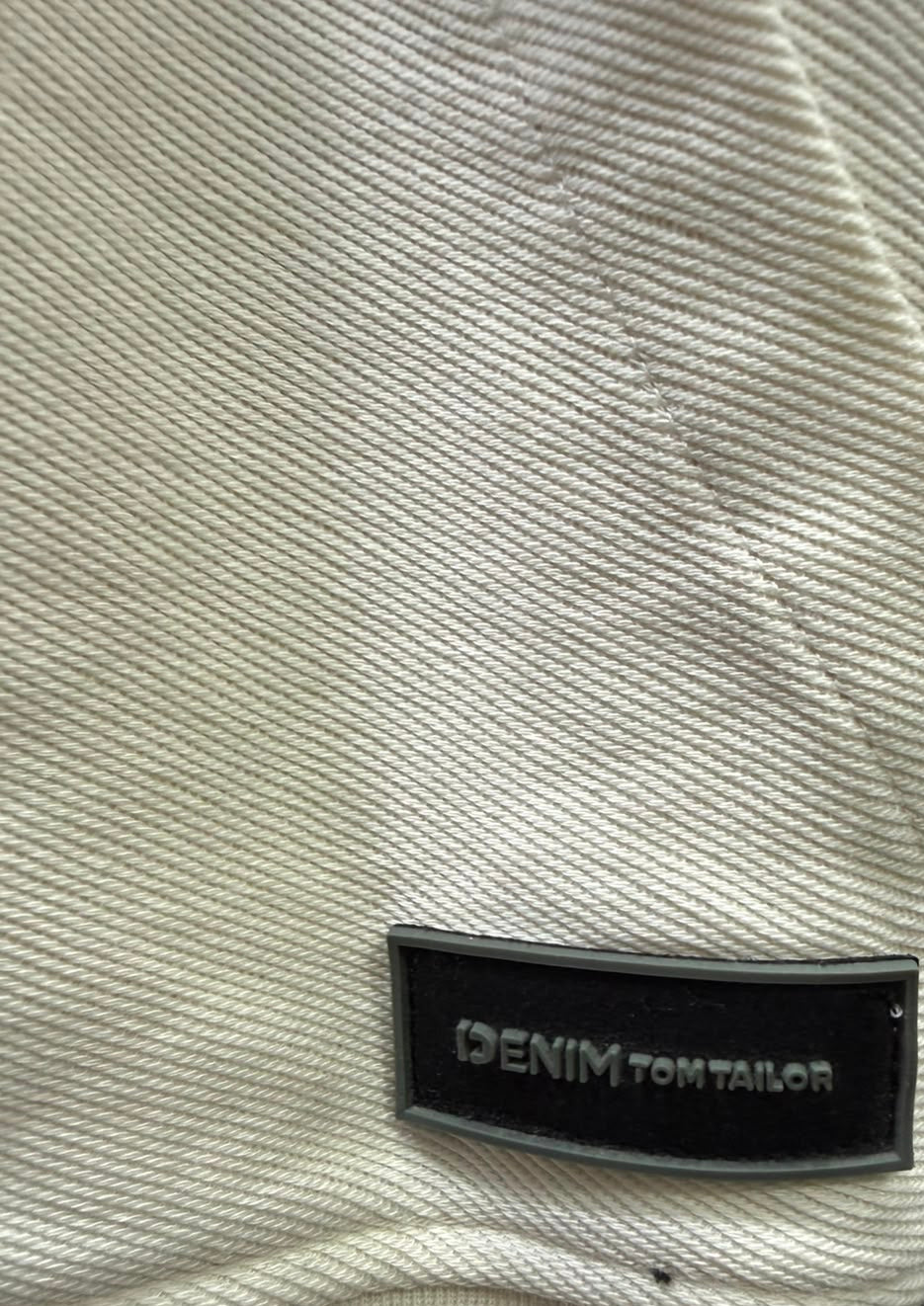 Men's Denim Tom Tailor Off-White Relaxed Fit Quarter-Zip Pullover Sweatshirt, Size XL