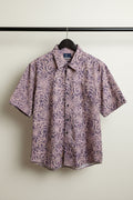 Bulan Bintang Men's Purple Abstract Print Relaxed Fit Short Sleeve Shirt