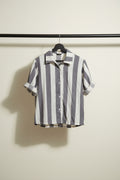 Women's Striped Button-Up Collared Shirt