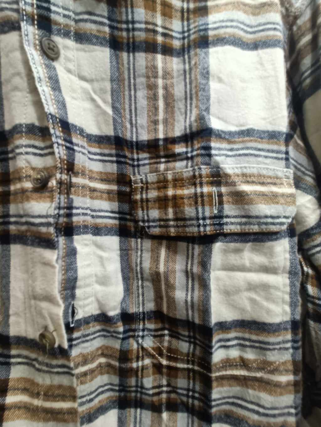 George Men's Plaid Flannel Long Sleeve Button-Up Shirt