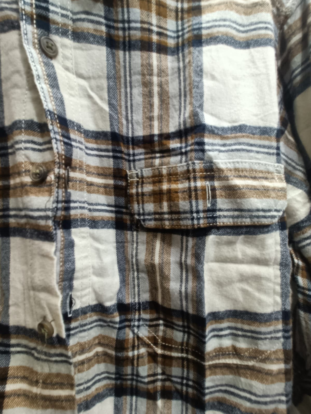 George Men's Plaid Flannel Long Sleeve Button-Up Shirt