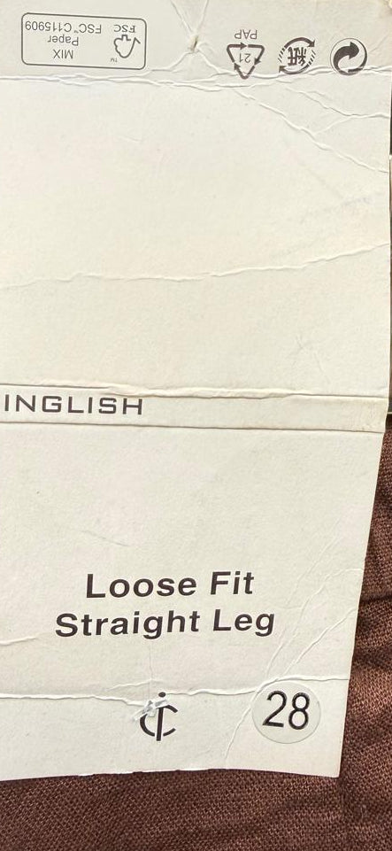INGLISH men’s Brown Loose Fit Straight Leg Trousers