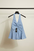 H&M Blue Gingham Halter Neck Smocked Top
