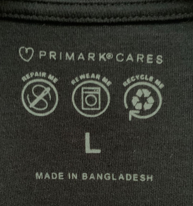 Primark Cares Black Crew Neck T-shirt, Size L