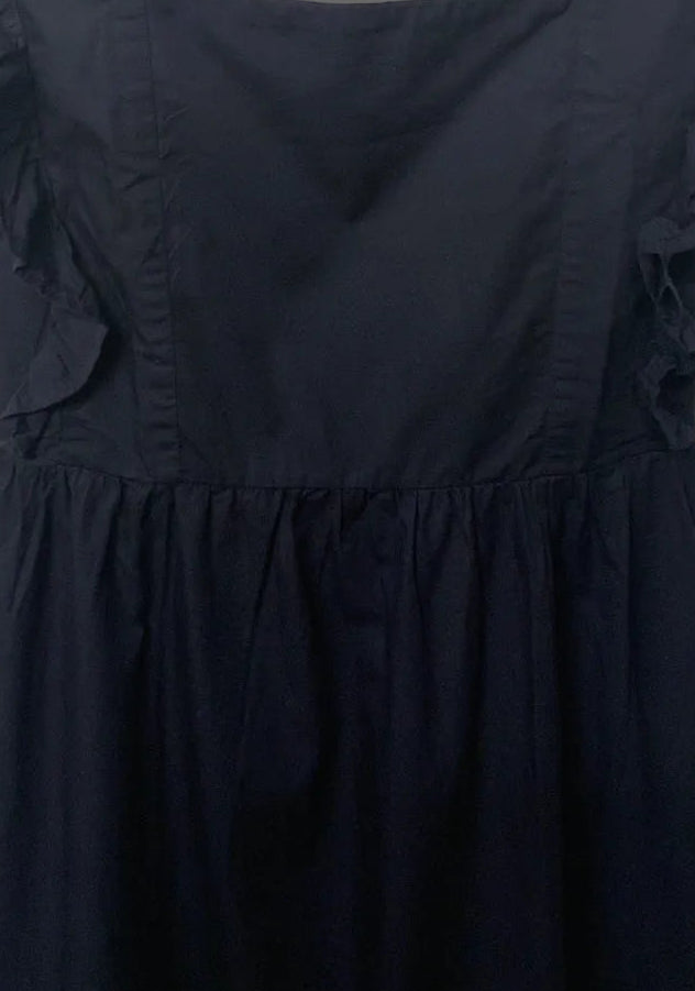 Navy Blue Ruffled Square Neck Maxi Dress
