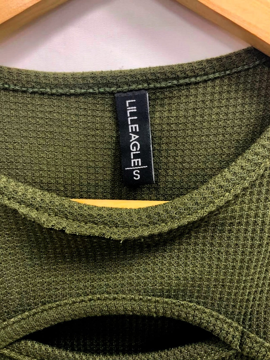 LILLEAGLE Women's Olive Green Waffle Knit Cutout Ruched Midi Dress