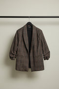 Fashion Nova Brown Plaid Open Front Relaxed Fit Blazer