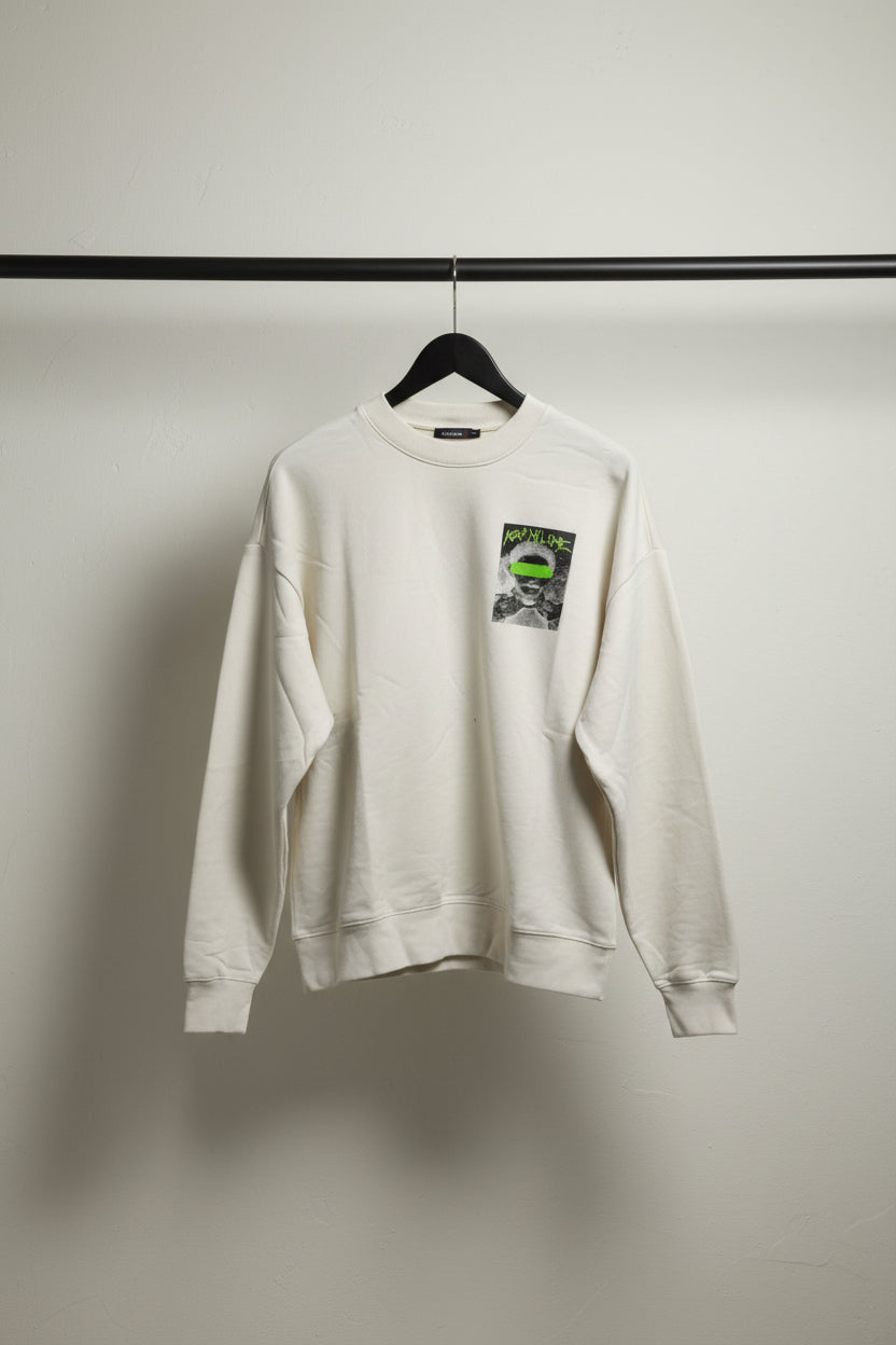 Cream Graphic Print Crewneck Sweatshirt