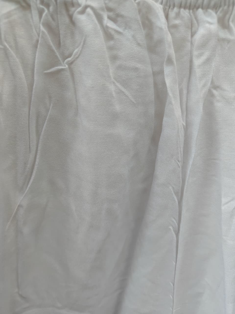 Women's White Elastic Waist Cotton Blend Palazzo Pants