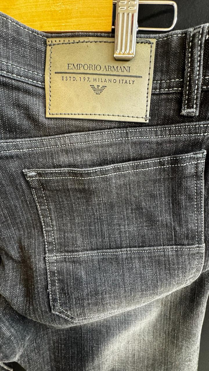 Emporio Armani Men's Washed Black Skinny Fit Denim Jeans