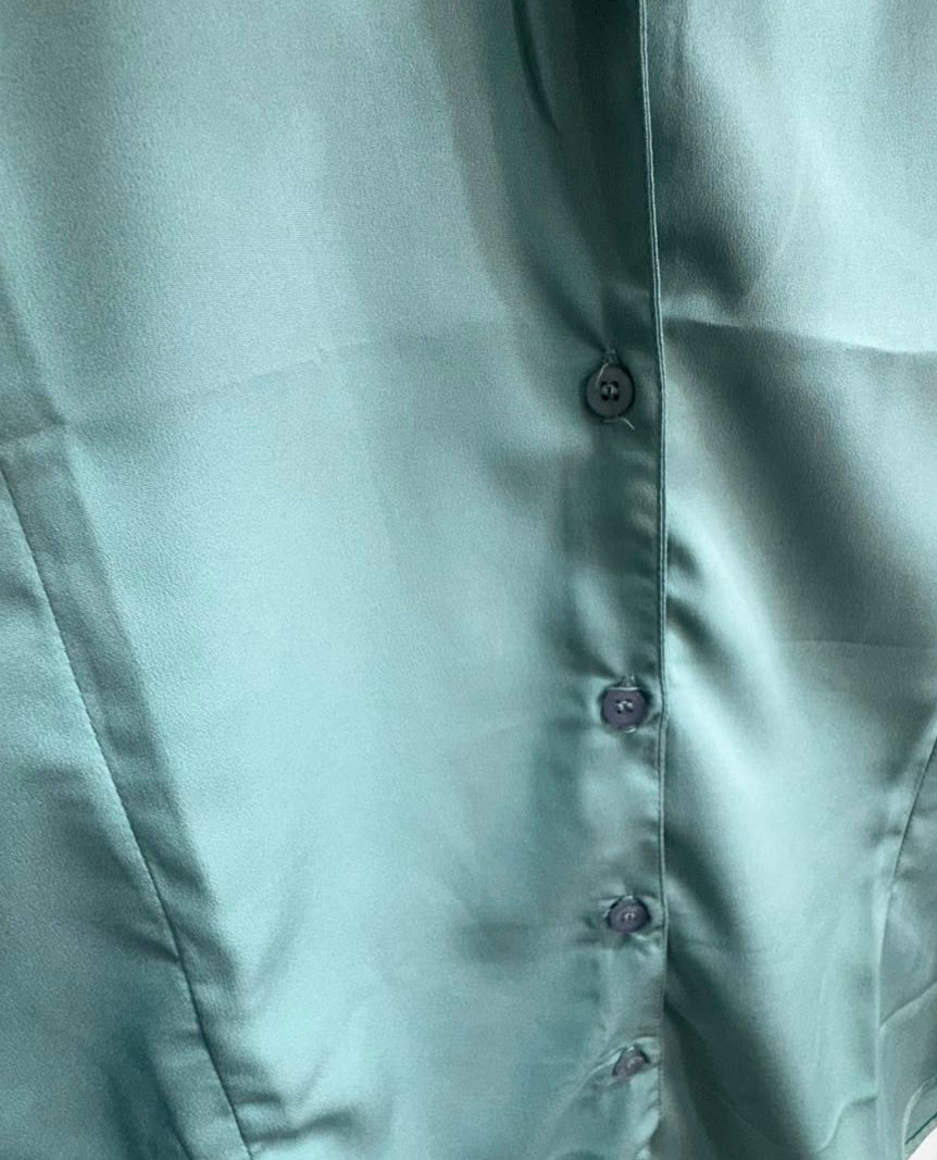 Western Adda Women's Teal Collared 3/4 Sleeve Button-Front Shirt