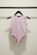 ATTIRRE HUB Women's Pink Ribbed Sleeveless Bodycon Bodysuit