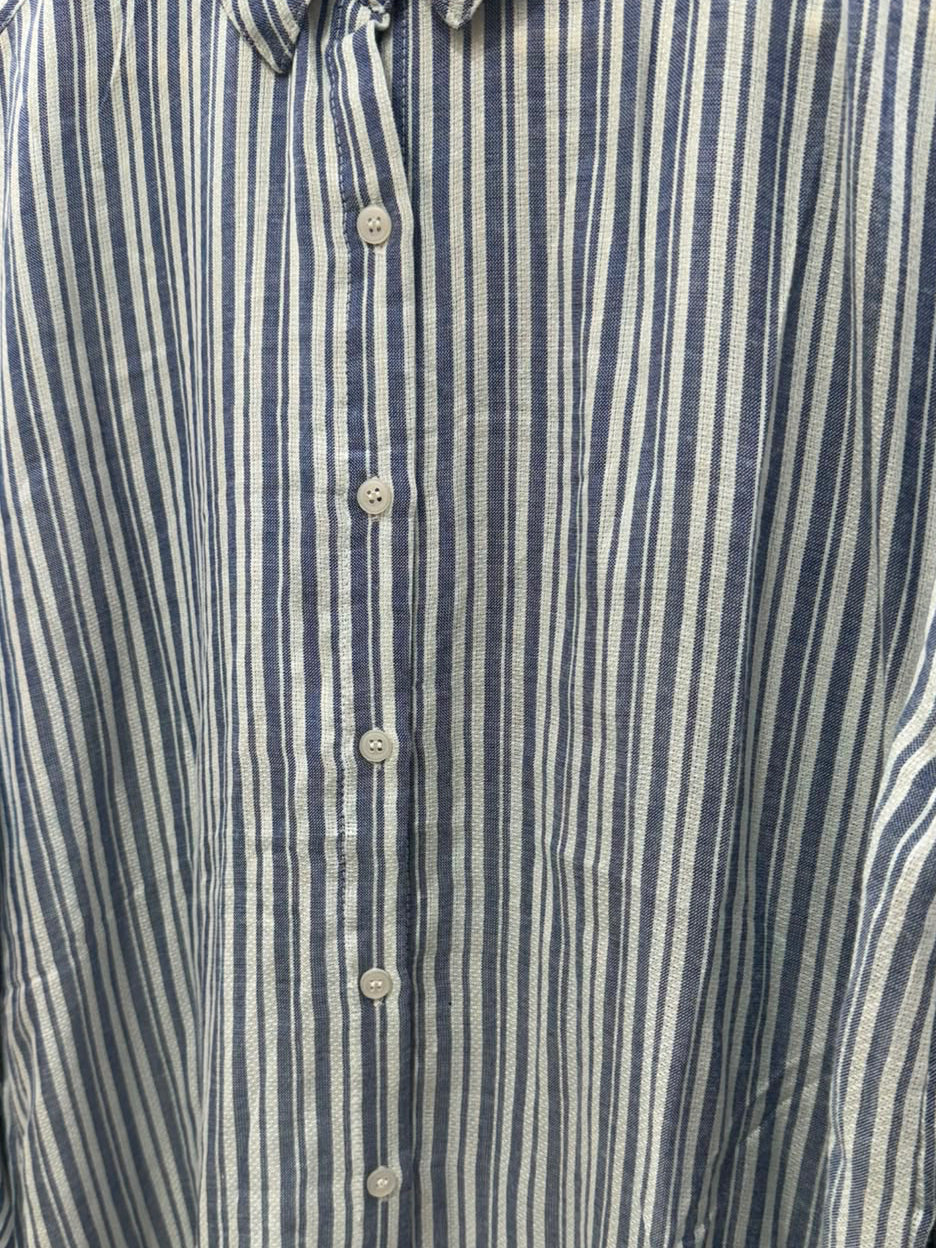 Lucky Brand Women's Blue and White Striped Long Sleeve Shirt