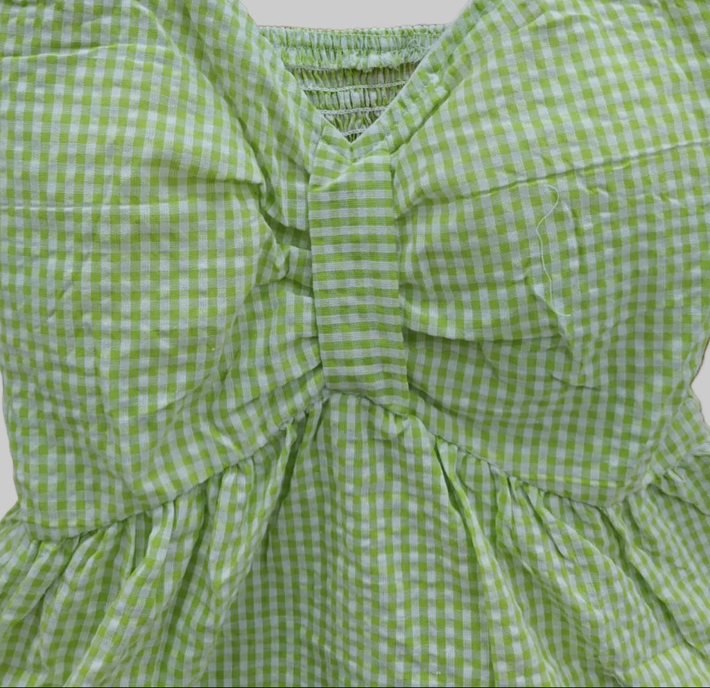 Women's Green Gingham Smocked Peplum Cami Top