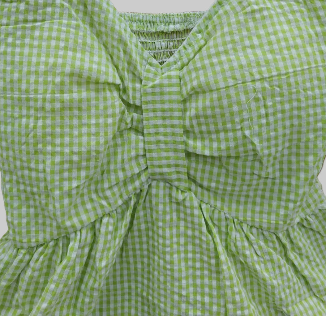Women's Green Gingham Smocked Peplum Cami Top