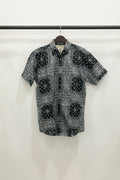 Men's Black & White Bandana Print Short Sleeve Casual Shirt